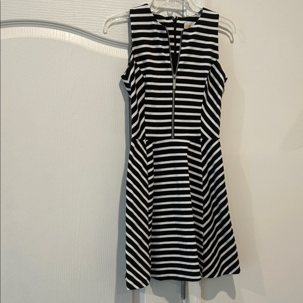 MICHAEL Michael Kors Black and White Striped Mini Dress